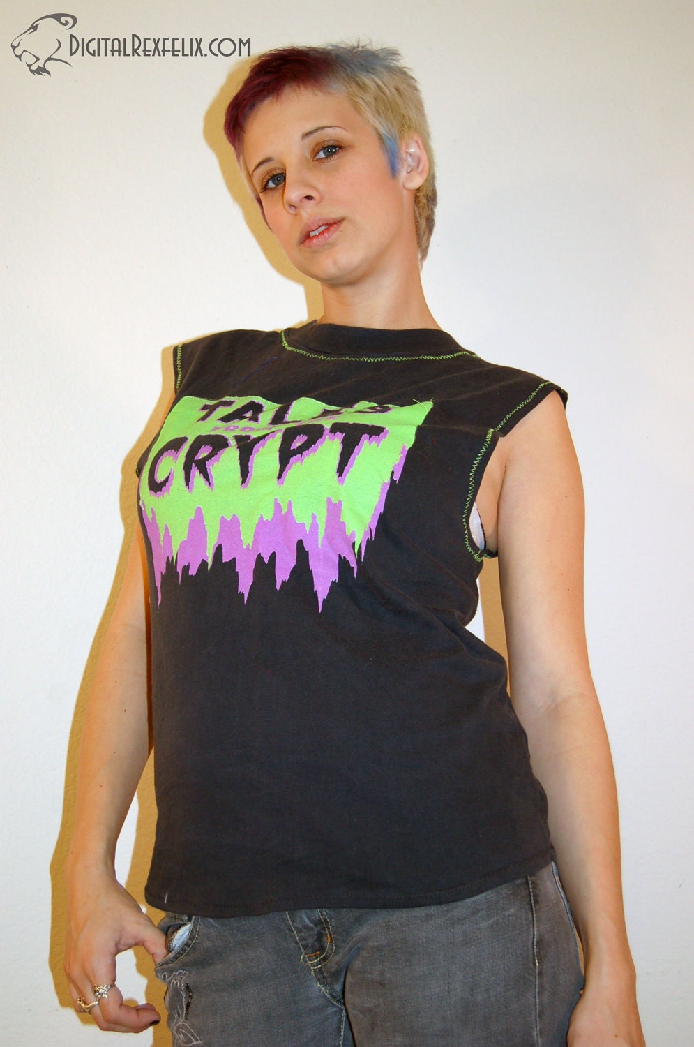 Upcycled Tales from the Crypt Men Punk Rock Tank