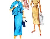 50s Simplicity 1078 Dress Bust 31 Size 13 Wiggle Detachable Peter Pan Collar Dress Cocktail Rockabilly UNCUT