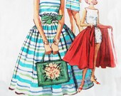 1950s Simplicity Sewing pattern 2073, Size 15, Bust 35, Beachwear Playsuit and Wrap Skirt Cute Details