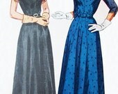 1940s Plus Size Simplicity 3046 Bust 43 Size 24 and Half, New Look Day or Evening Dress, Sweetheart Neckline, Shoulder Yoke