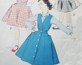 50s Advance 8222 Breast 24 Size 6 Years Girls Dress Jumper Blouse Six Gore Front Buttoned Deep V Neck Surplice Lined Very Cute