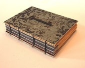 Handmade Coptic Bound Journal with Vintage Skeleton Key in Blue