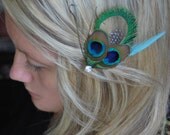 Feather fascinator -Petite Luxe Peacock -Vintage glam