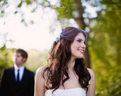 Bridal Feather Fascinator, Bridal Fascinator, Feather Fascinator, White Fascinator, Wedding Veil clip, Bridal Headpiece,