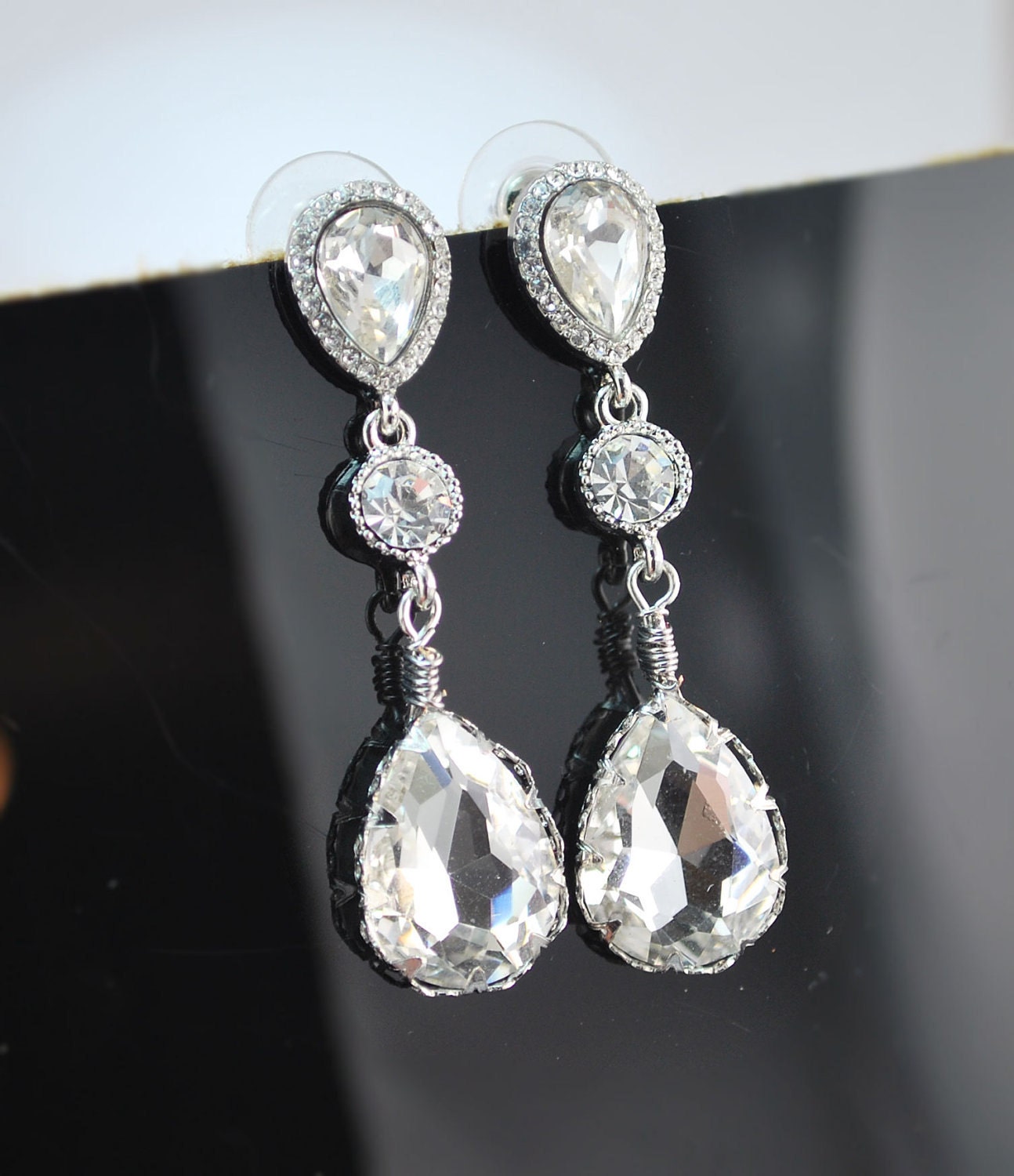 Stella- Vintage Inspired crystal EARRINGS -Bridal Elegance