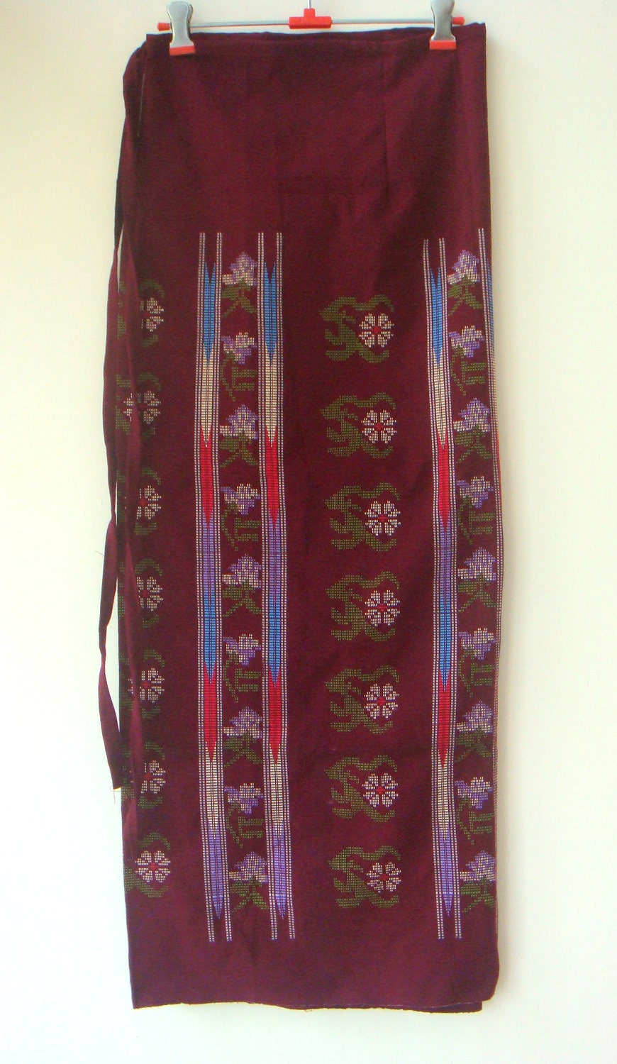 Pretty Maroon Traditional Handwoven Long Wrap around skirt