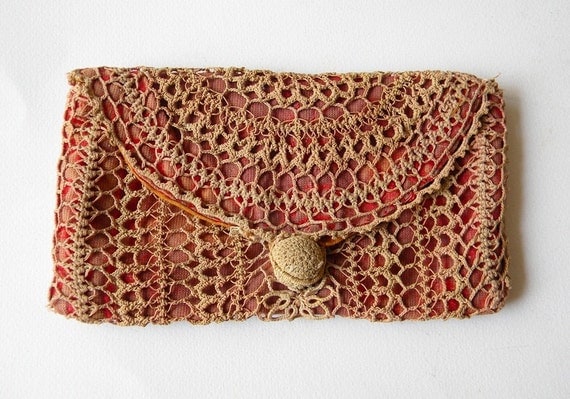 antique french clutch handmade small purse