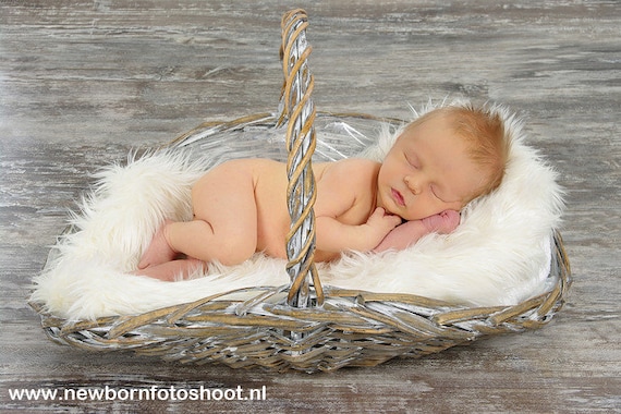 Ivory Faux Fur Blanket- off white, Great for newborn photo prop