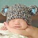 Newborn Baby Boy Hat in Brown, Blue and Tan,  Crochet Bear Hat , Great for Photo Prop