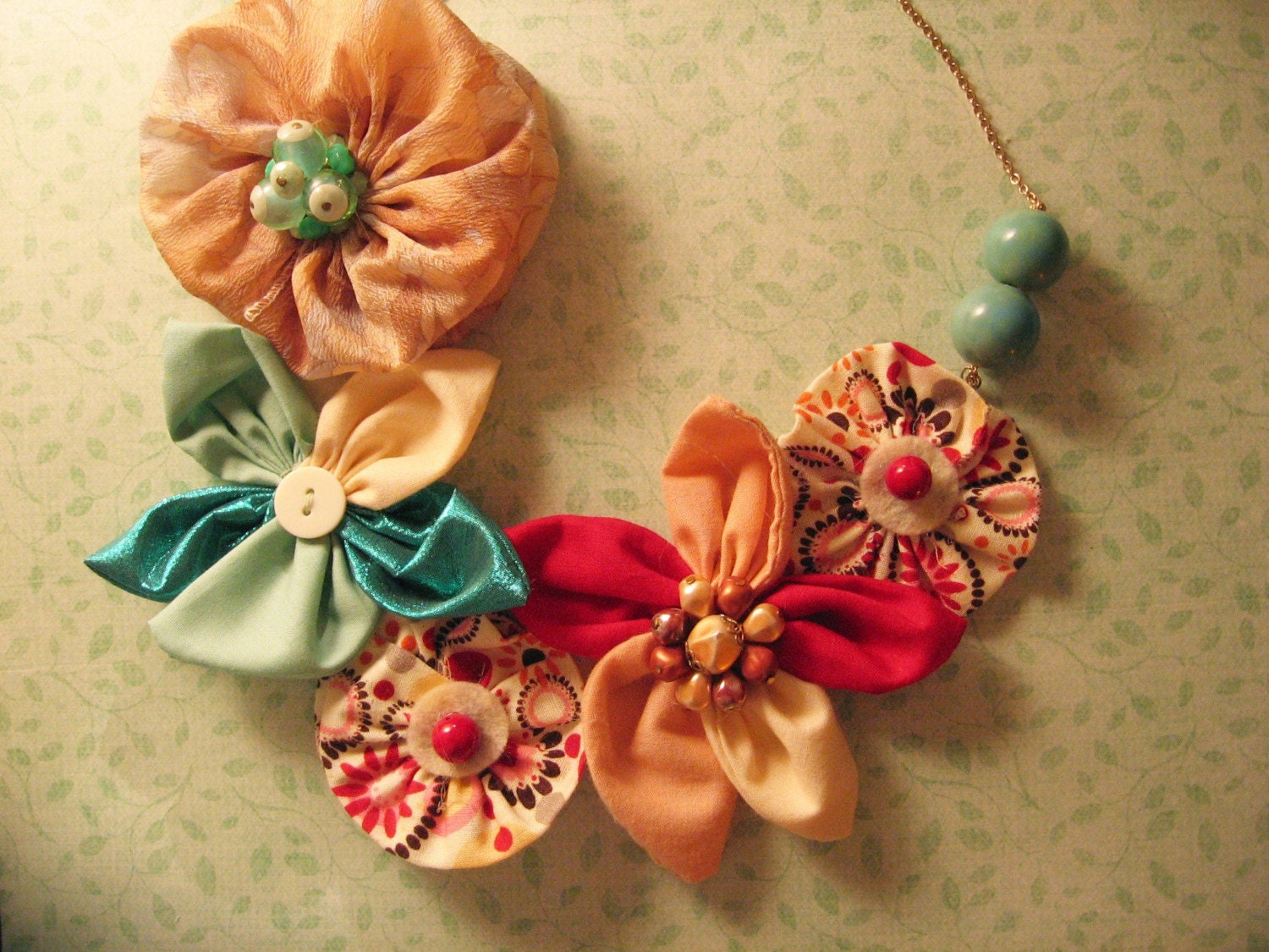 Retro Bombshell Handmade Statement Necklace - SALE - 10 PERCENT OF PROCEEDS TO HELP ANIMALS IN GULF OIL SPILL