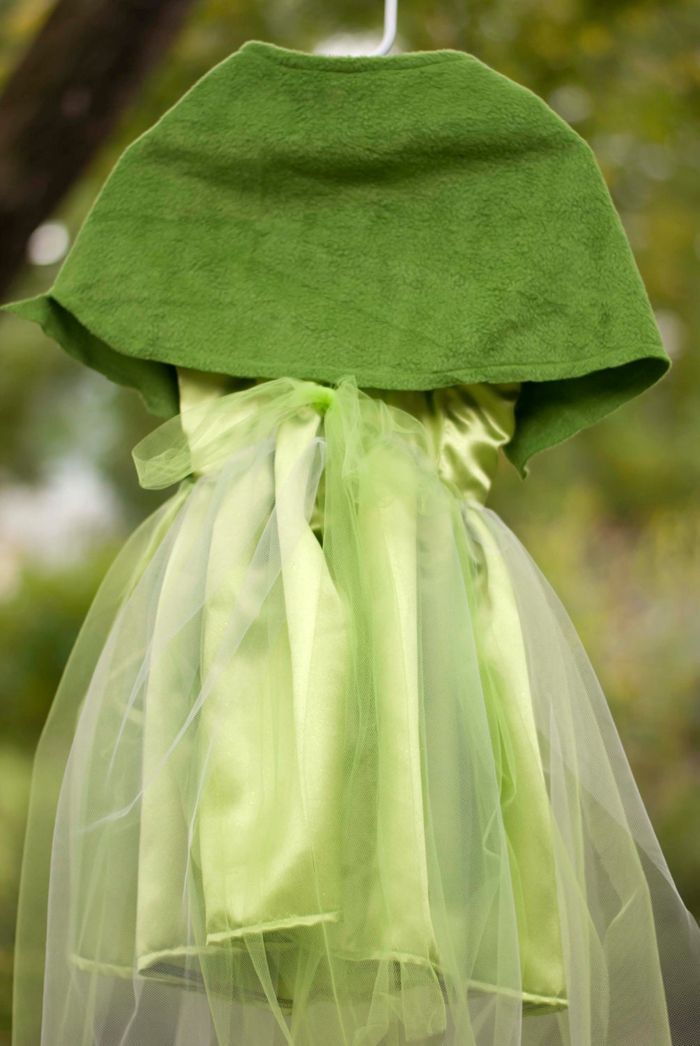 RESERVED Tinkerbell Costume with Leaf Green Wrap for Melissa