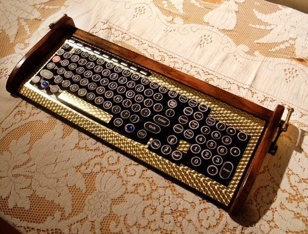 Keyboard Mouse Combo - Antique looking Victorian Styling - Steampunk-Typewriter-Gold- ETSY DISCOUNT OFFER