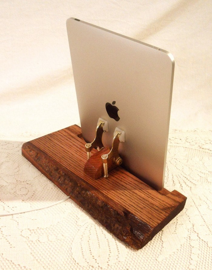 iPad - iPhone - iPod - Dock - Sync and Charging Station- Solid Natural Oak -One of a Kind.. iPad Dock iPhone Dock