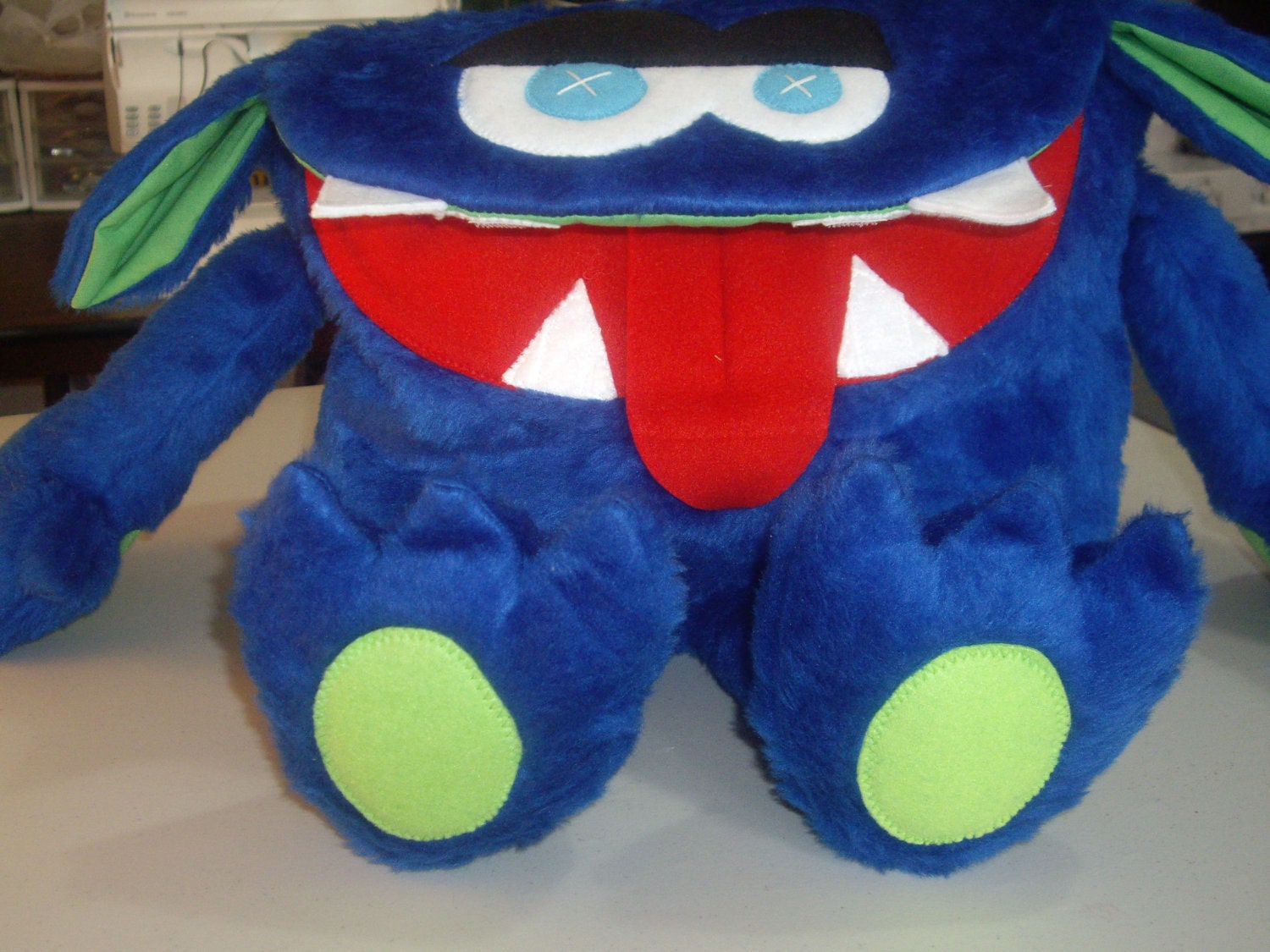 Blue Furry Monster Backpack