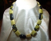 Handmade Necklace,Yellow & Black Jasper Beaded Necklace