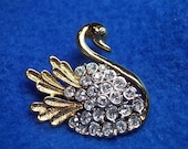 Vintage Swan Brooch Brilliant Rhinestone Swan Pin Brooch (sn 635)