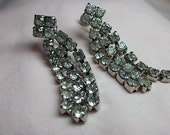 Vintage Rhinestone Earrings Long Rhinestone Dangle Earrings BEDAZZLE  (sn 240)