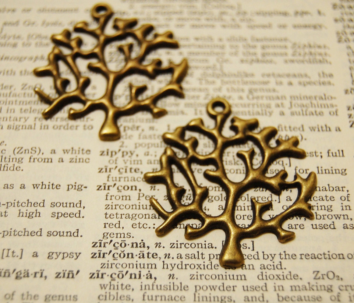 4 pcs Vintage Style Bronze Color Tree Charms - 45x40mm