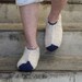 Strong white navy warm wool hand knitted socks slippers for men