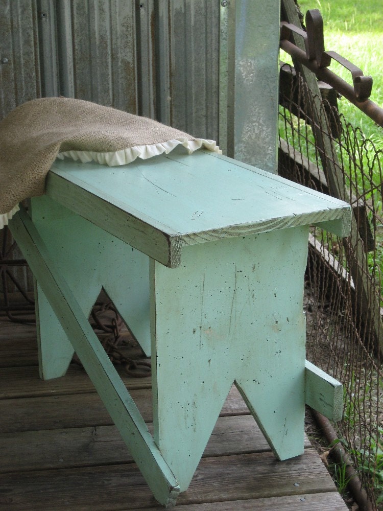 Utility Bench/Table in Distressed Light Aqua