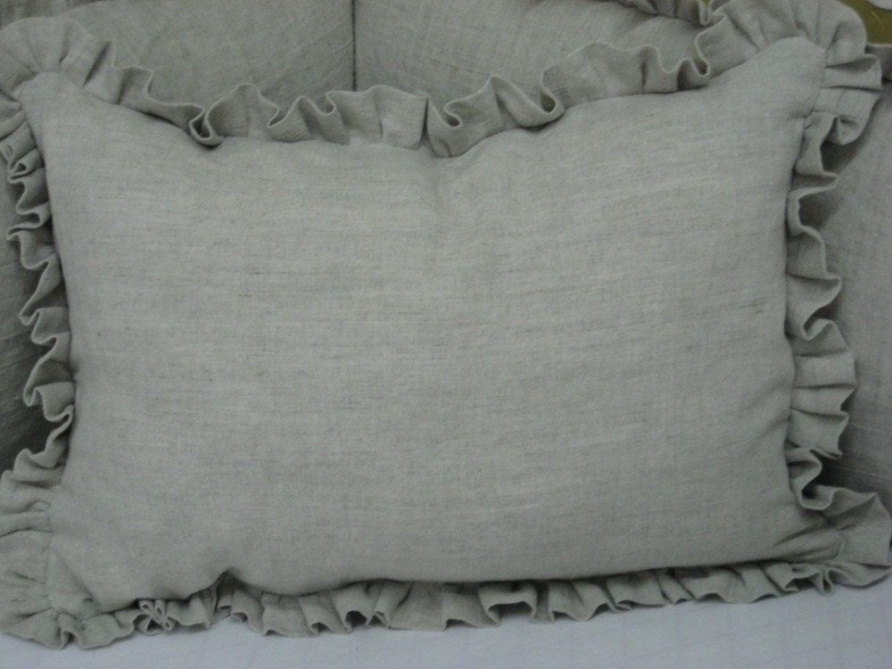 Ruffled Crib Pillow Sham in Washed Linen-Your Color Choice-12x16 Pillow Cover with 1" Ruffled Perimeter