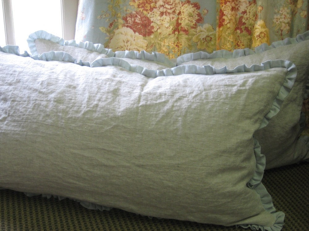 Pair of King Pillow Shams in Washed Oatmeal Linen