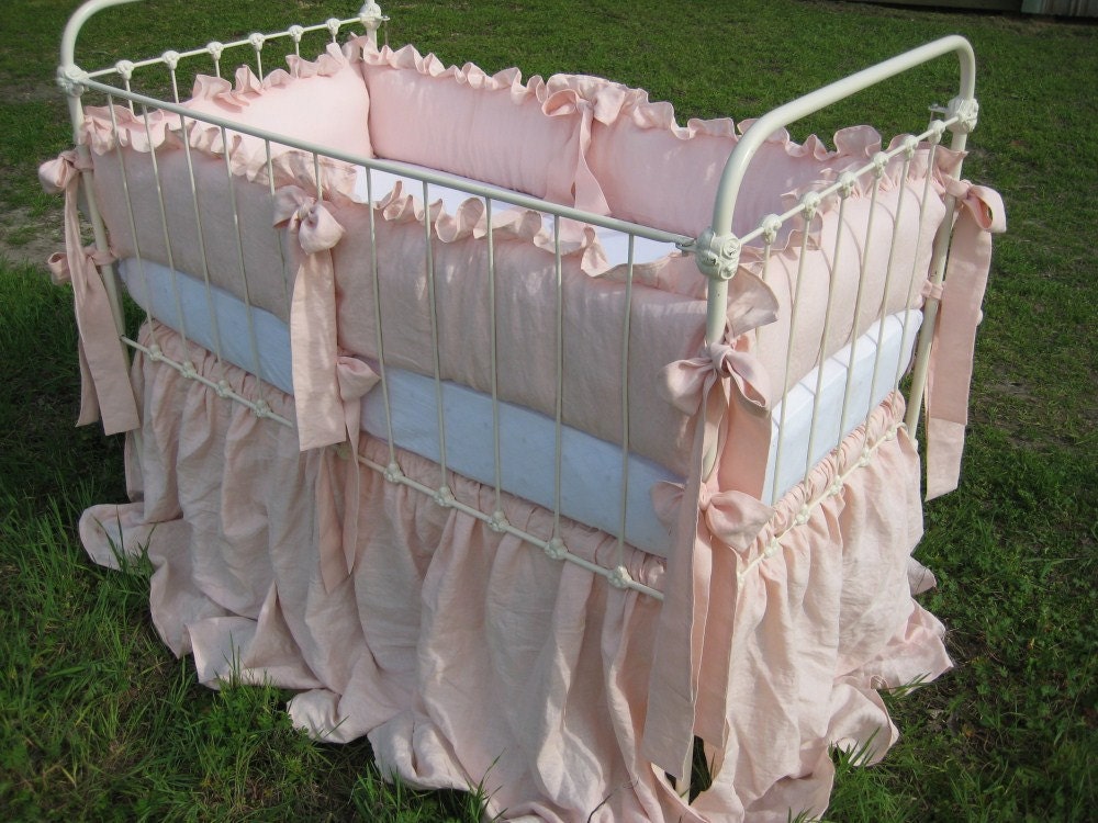Ballet Pink Handkerchief Linen 2" Ruffled Nursery Bedding