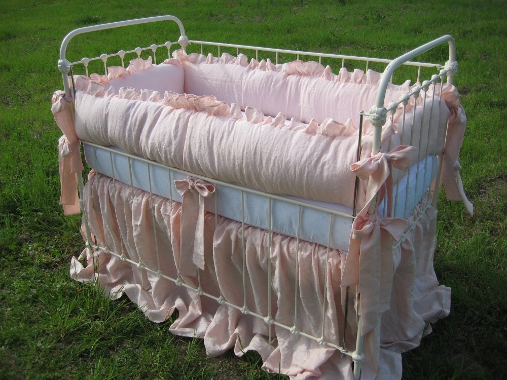 Ballet Pink Handkerchief Linen 2" Ruffled Nursery Bedding
