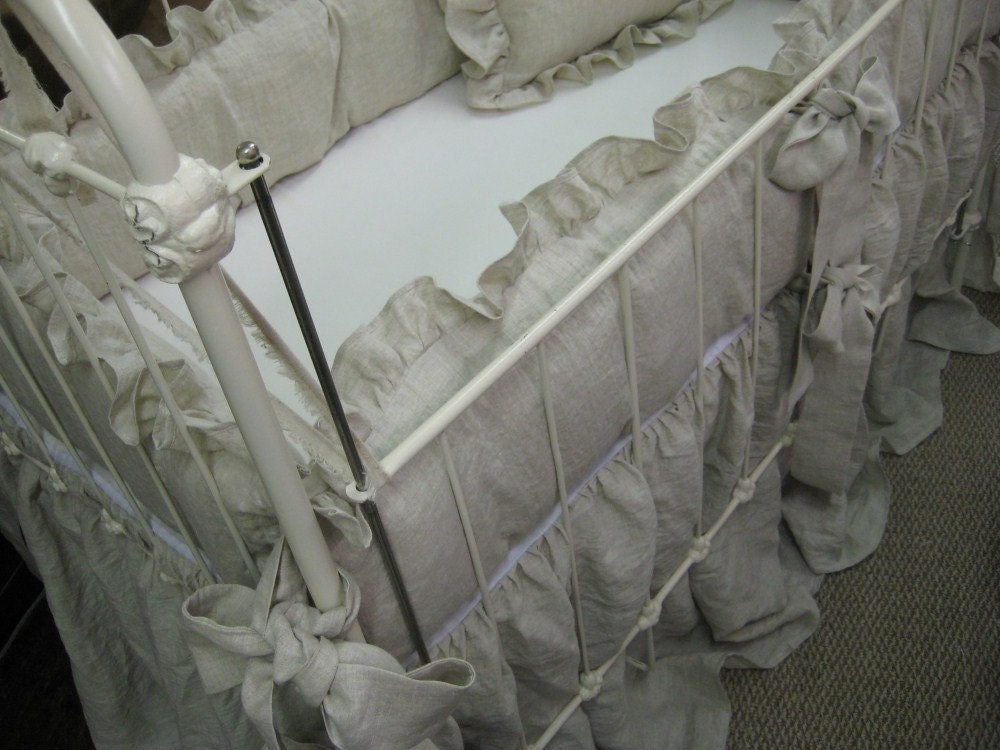 Washed Oatmeal Linen Nursery Bedding - Reserved for Jessica
