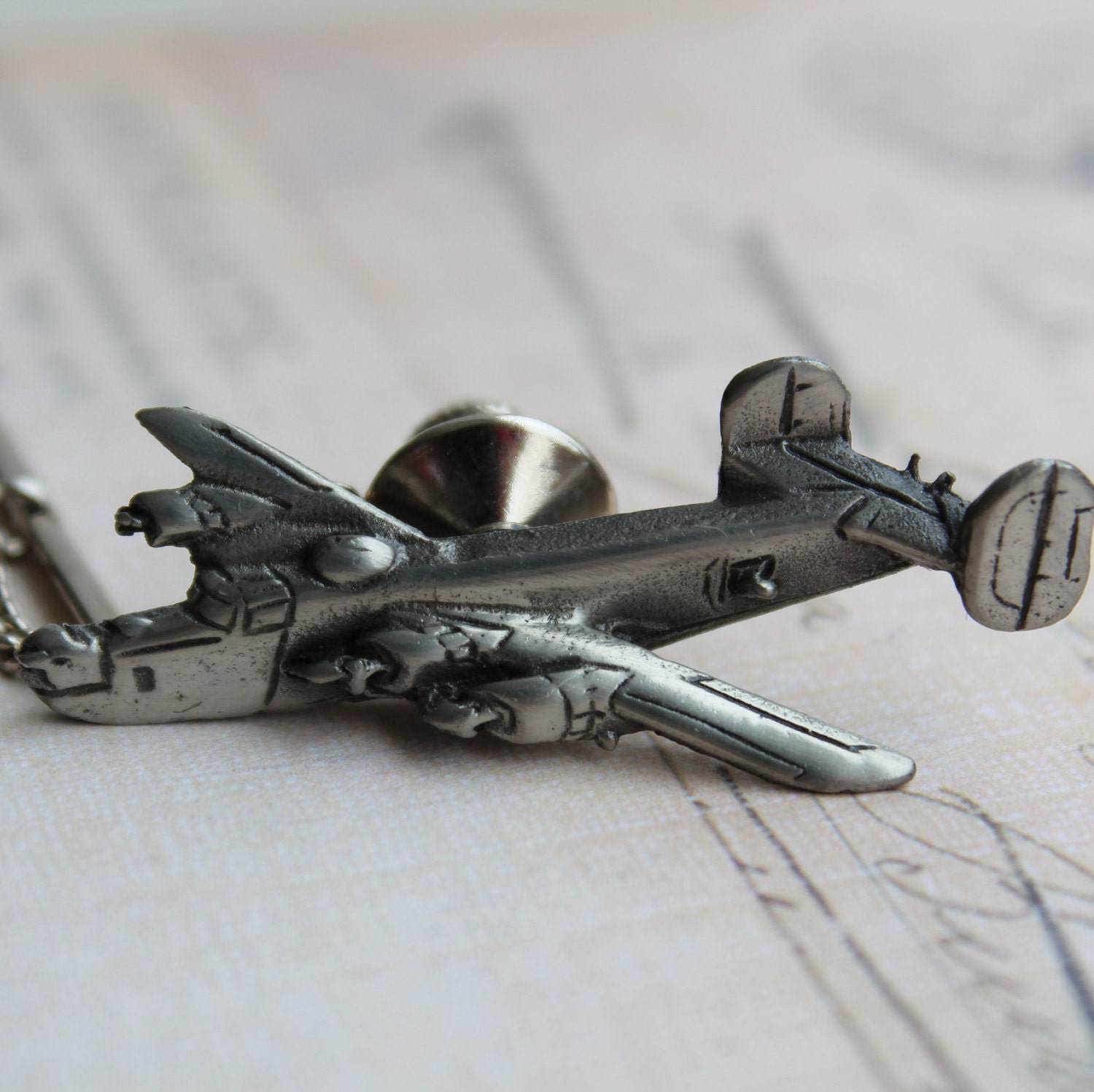 Vintage Silver B24 Bomber Tie Tack