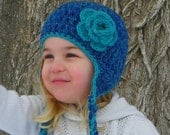 Sea Breeze Fluffy Crochet Earflap Hat - Choose Your Size