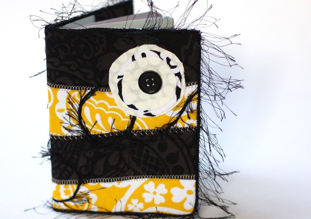 Handmade Passport Cover - Yellow, Black, and White