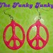 Peace Sign Earrings - Glitter Resin - Neon Hot Pink - Oval Shape
