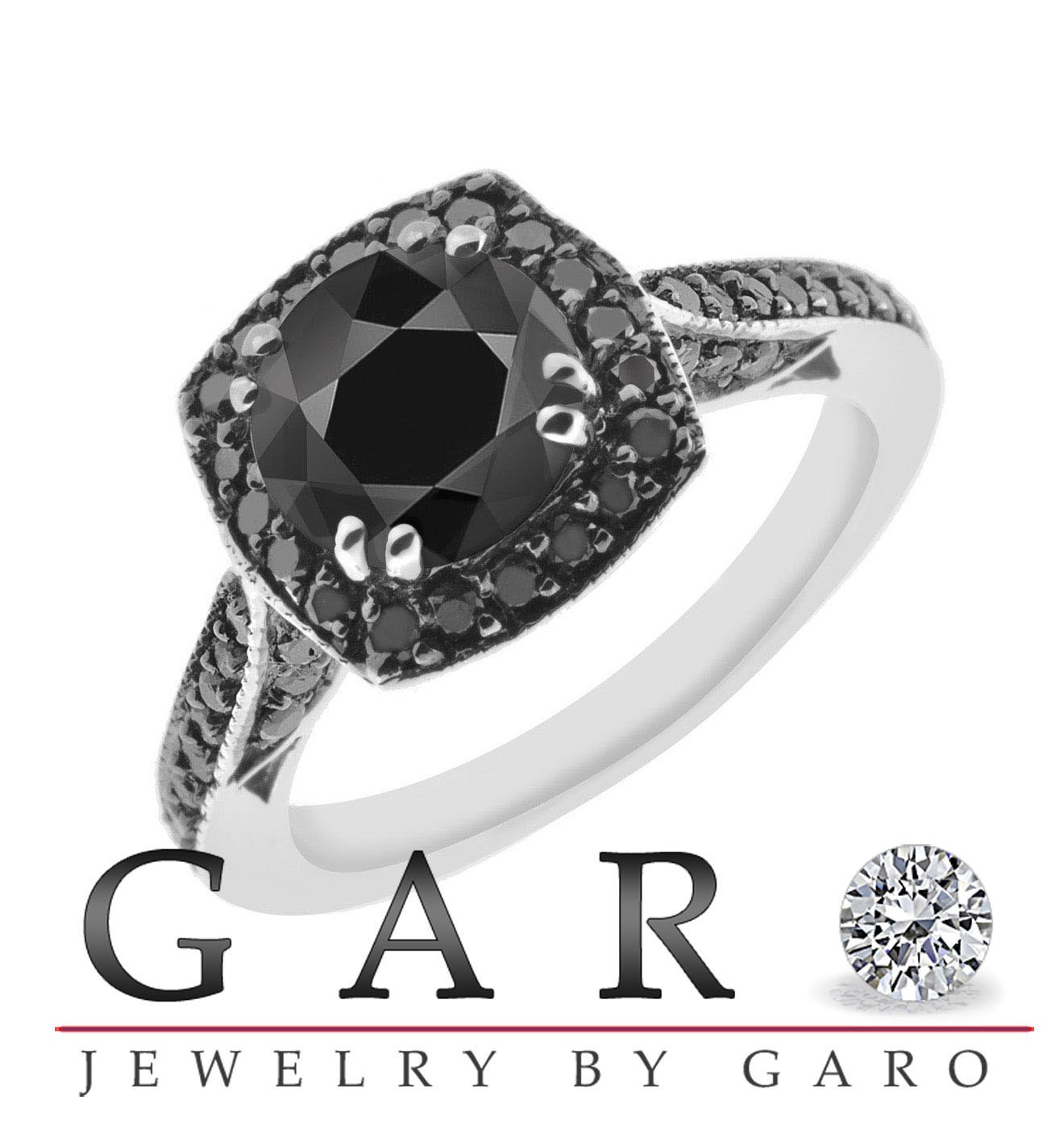 1.50 Carat VVS1 CERTIFIED Fancy Black Diamonds Cocktail Ring 18K White Gold Pave Set Hand Made