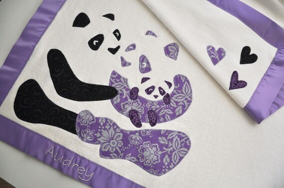 RESERVED for Valerie-- Super Soft Organic Panda Baby Blanket -- Personalized Free -- Toddler Size