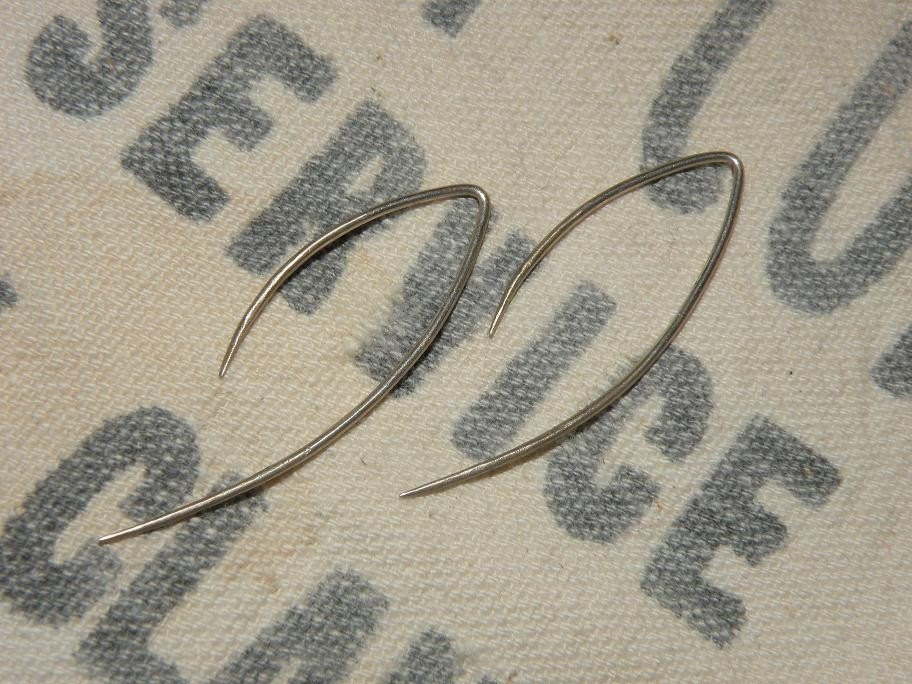 Fangs sterling silver earrings tapered sleek modern vampire simple simplistic minimalistic wire hand forged handmade sharp dangle halloween