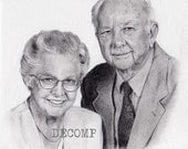 Custom portrait (2 subjects) 11" x 14" commissioned pencil realistic life like drawing of pets dog cat baby children child wedding grandparents family landscape house building boat animals mothers fathers special day