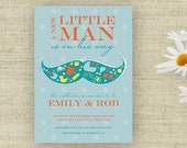 Little Man Mustache Baby Shower Invitation Printable Custom Personalized (Digital File)