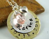 Personalized New Mom Gift Necklace, Baby Shower Gift, Hand Stamped Mom Jewelry, Silver Gold, Birthstone