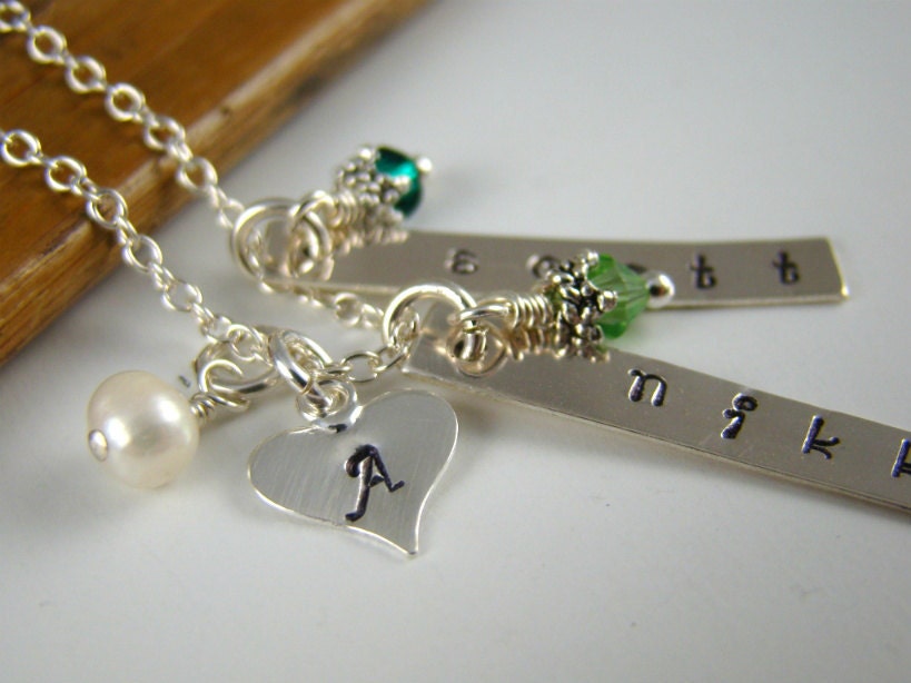 Mother Gift Jewelry Necklace, Family Pendants, Birthstone Necklace, Name Necklace, Freshwater Pearl, Sterling Silver