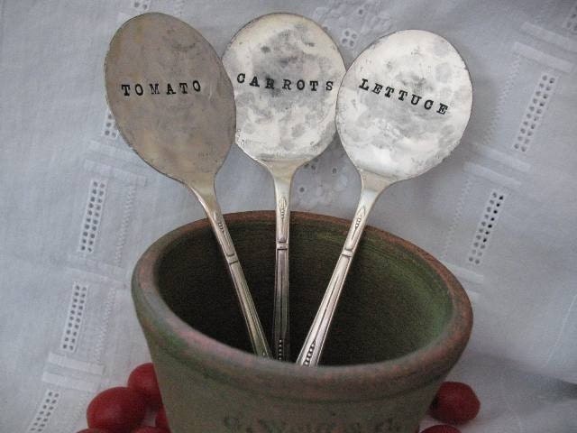 Vintage Silverware Garden Marker Set Veggies Plant Markers