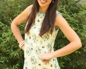 Joanie cream and blue ditsy floral dress