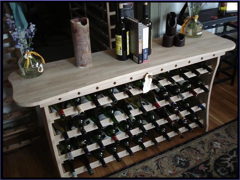 Marilyn Snowboard curvy 44 bottle Cherry Wood wine rack/accent table mission style