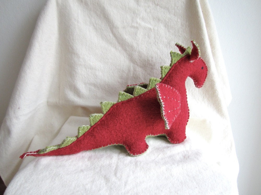 Reserved for Jessica - Dragon, organic, red dragon, green, waldorf, soft animal, toy, magical creature, fairy tale, fantasy