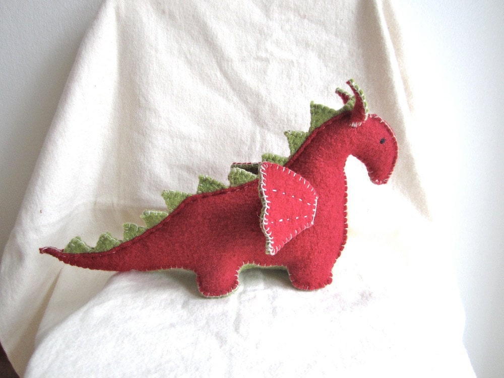 Reserved for Jessica - Dragon, organic, red dragon, green, waldorf, soft animal, toy, magical creature, fairy tale, fantasy