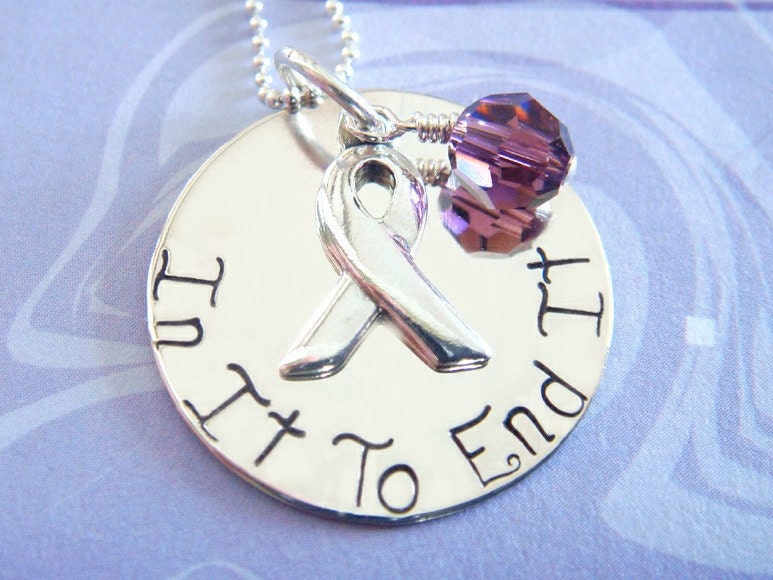 Personalized Jewelry - Cancer Awareness Necklace - Sterling Silver - In It To End It