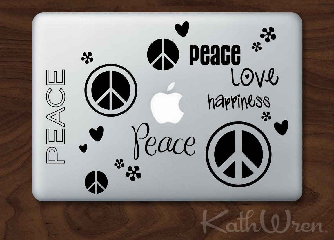 Peace Love Happiness - Vinyl Macbook Laptop Decals