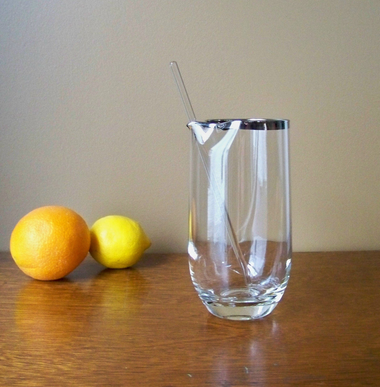 Silver Rimmed Lemonade Carafe