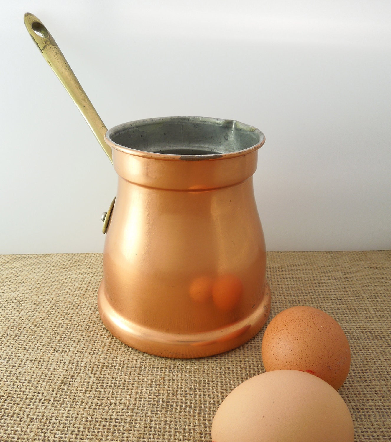 vintage copper butter warmer or turkish coffee pot