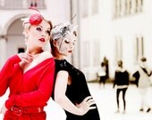 Christmas in July SALE 30% OFF Red Fascinator Cocktail Hat / Butterfly Weddings Races / Swarovski Rhinestones / Head Piece - EllaGajewskaHATS